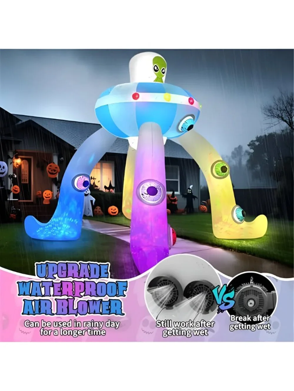12FT Halloween Inflatables Archway UFO Alien